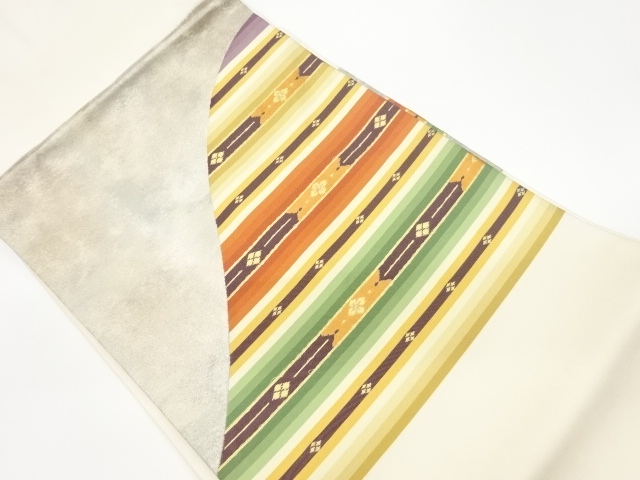 JAPANESE KIMONO / VINTAGE NAGOYA OBI / WOVEN RHOMBUS & STRIPE